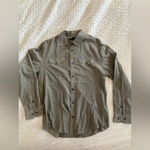 John Varvatos USA Tan Plaid Lightweight Cotton Button Down Shirt Medium Western